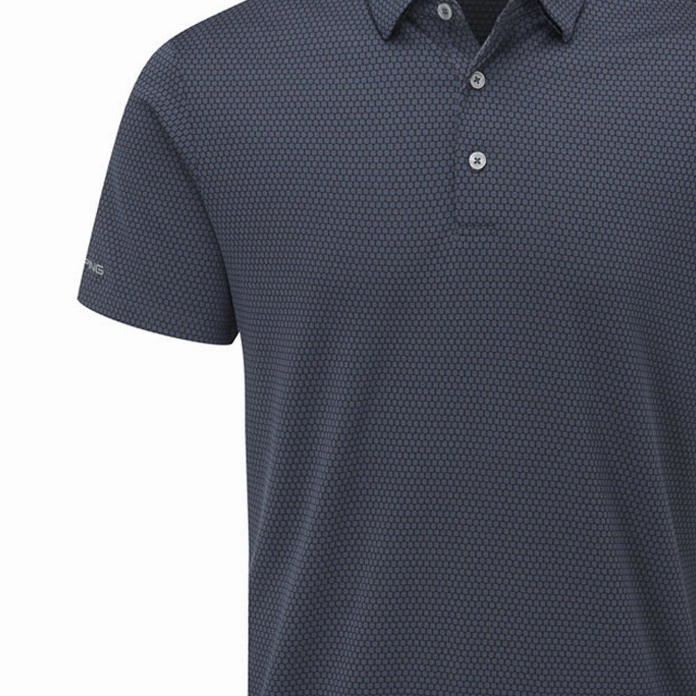 Long Lasting Color Functional Wearable Ping Halcyon Polo Shirt - Oxford Blue Multi