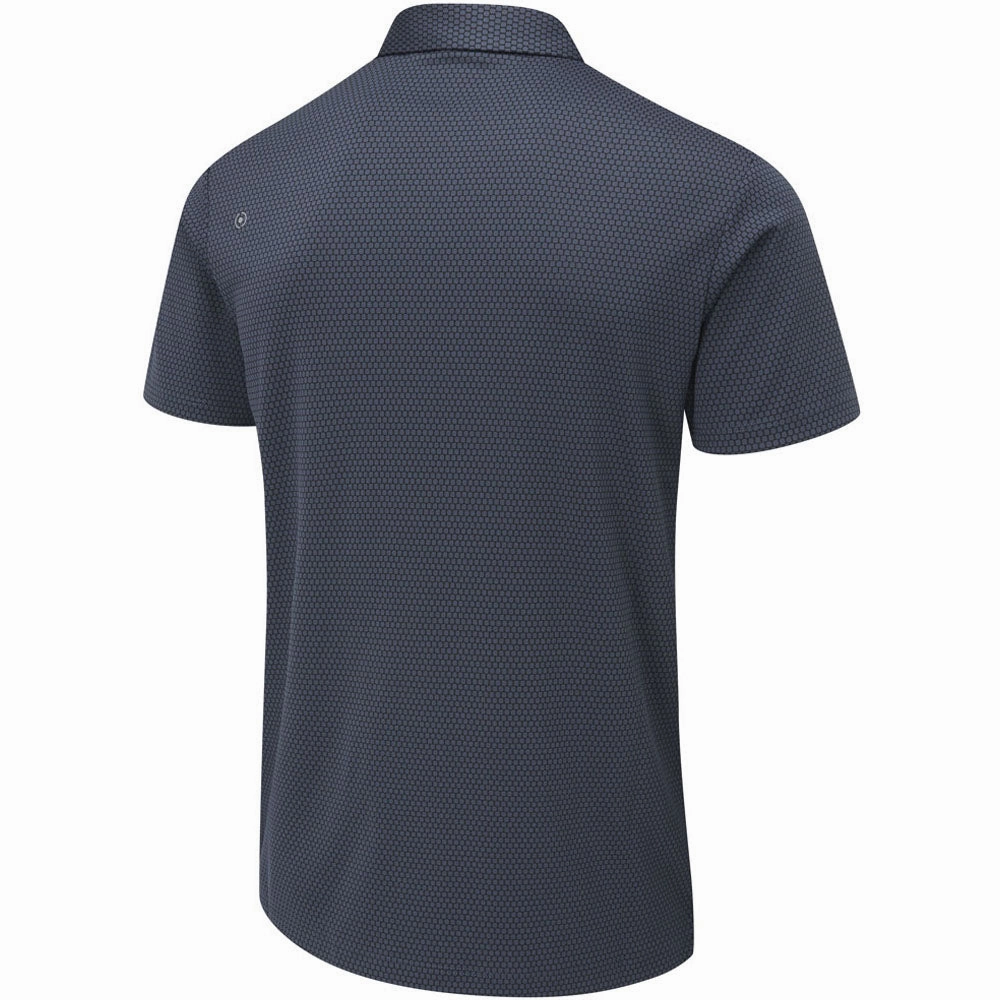 NoSideSeams Water Based Ink Ping Halcyon Polo Shirt - Oxford Blue Multi