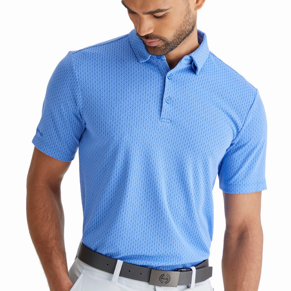 Chilly Comfort Wear All-Day Wear Ping Hershel Polo Shirt - Cornflower Blue Multi