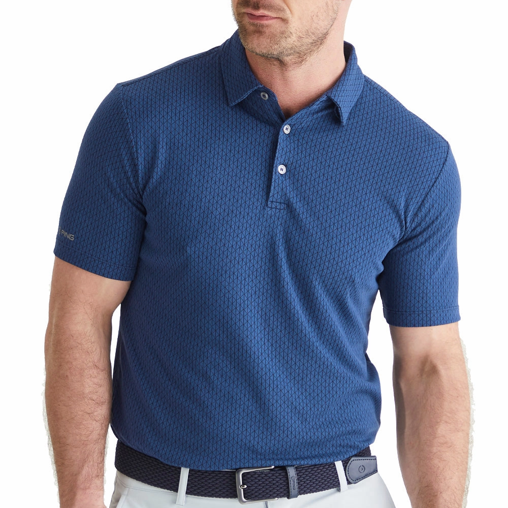Ping Hershel Polo Shirt - Oxford Blue Multi Anti Bacterial Treatment