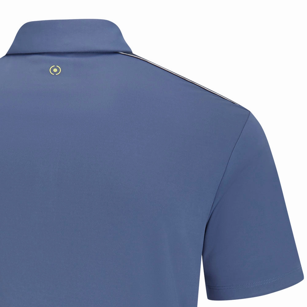LayeredSleeveConstruction Casual Chic Wear Ping Inver Polo Shirt - Blue Indigo