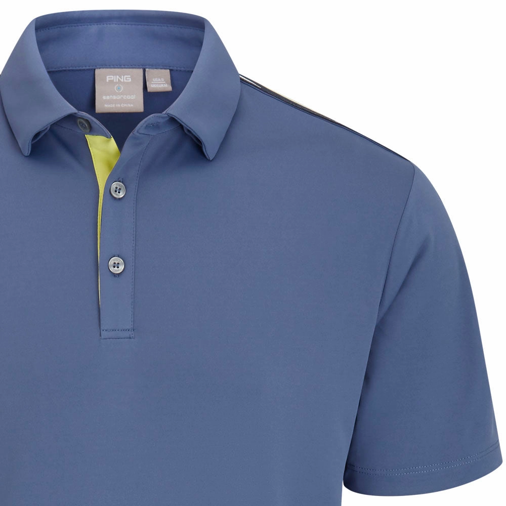 Ping Inver Polo Shirt - Blue Indigo Raw Hem Finish
