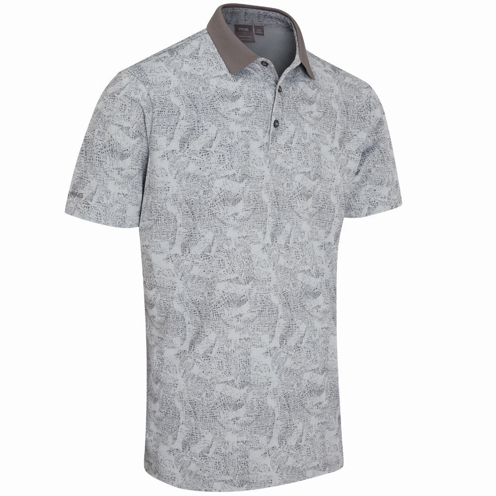 Ping Jared Polo Shirt - Pearl Grey/Rock Minimal Outfit Cross Grain Knit