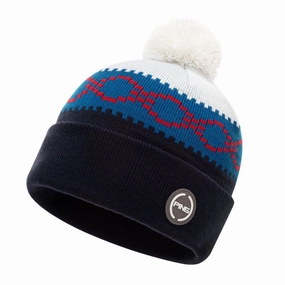 Ping Jorgen Bobble Beanie - Navy/Red Curved brim Knit Design