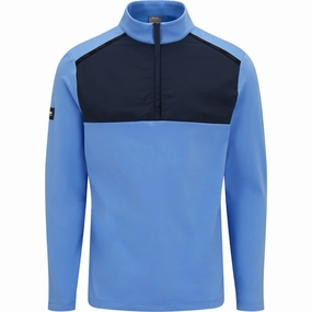 Generic Seasonal Trend Ping Keeton 1/2 Zip Mid Layer  - Cornflower Blue/Navy