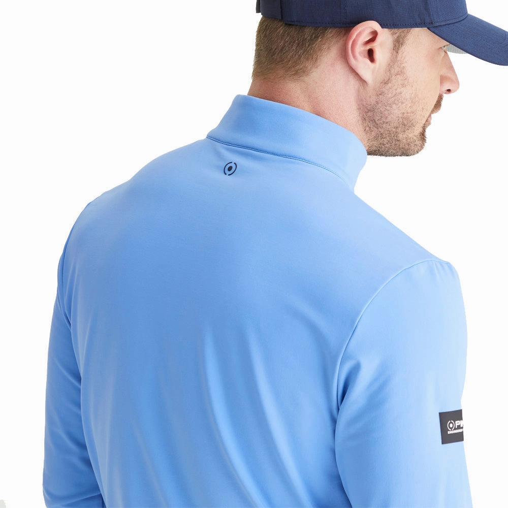 Graphic Design Ping Keeton 1/2 Zip Mid Layer  - Cornflower Blue/Navy
