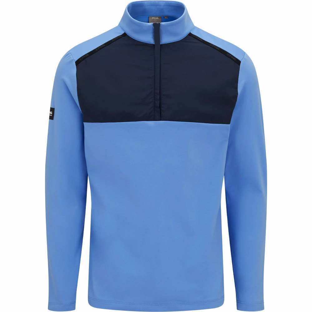 Generic Seasonal Trend Ping Keeton 1/2 Zip Mid Layer  - Cornflower Blue/Navy
