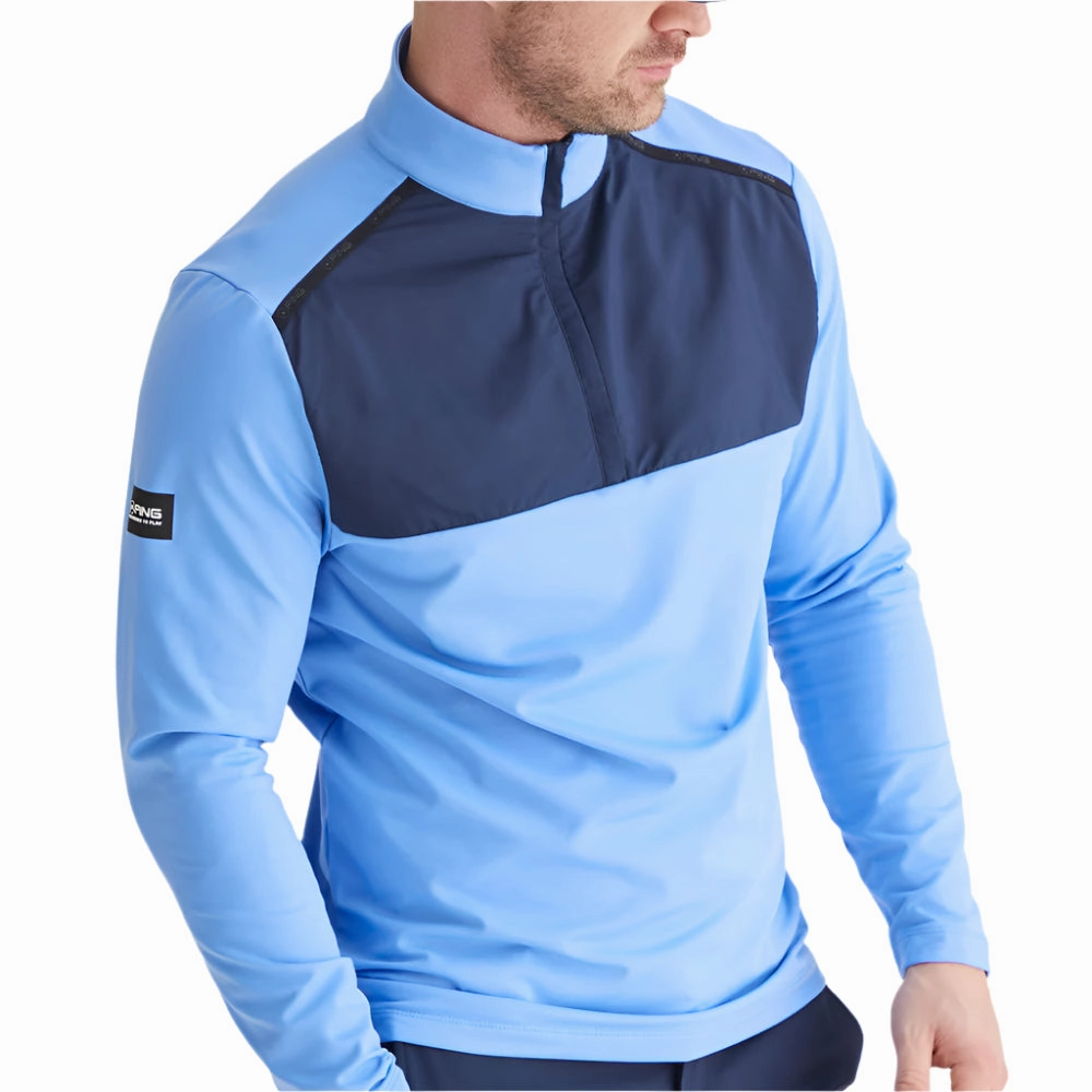 waterproof Ping Keeton 1/2 Zip Mid Layer  - Cornflower Blue/Navy