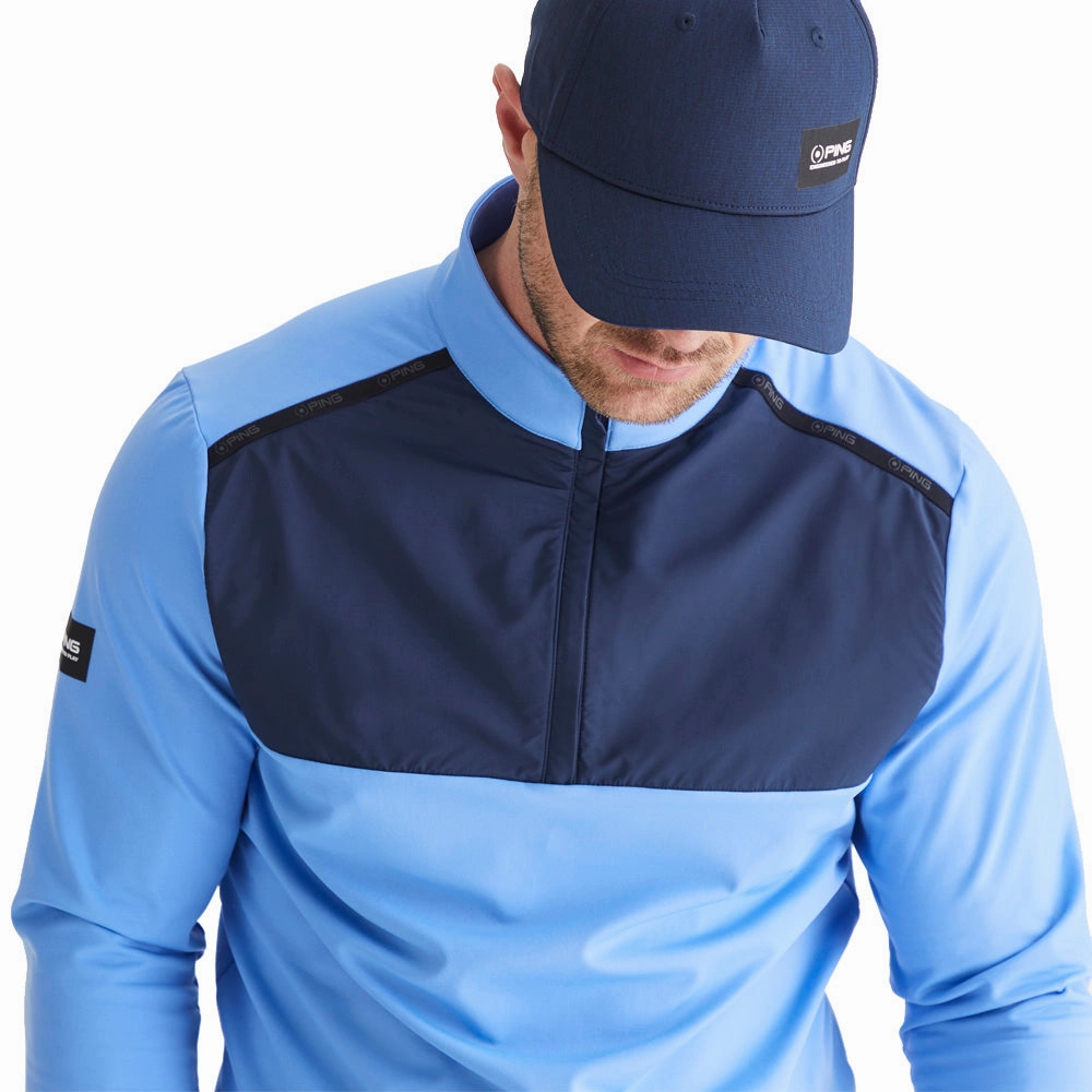 Warm Fashion Ping Keeton 1/2 Zip Mid Layer  - Cornflower Blue/Navy