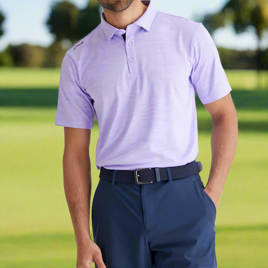 Ping Kenan Polo Shirt - Purple Ash Anti-pilling Low Impact Dye