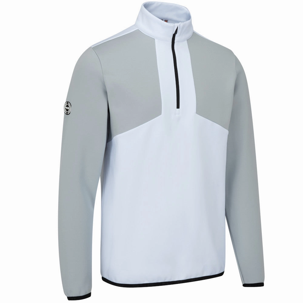 Warm Layering V-Neck Ping Keon 1/2 Zip Pullover - White/Pearl Grey