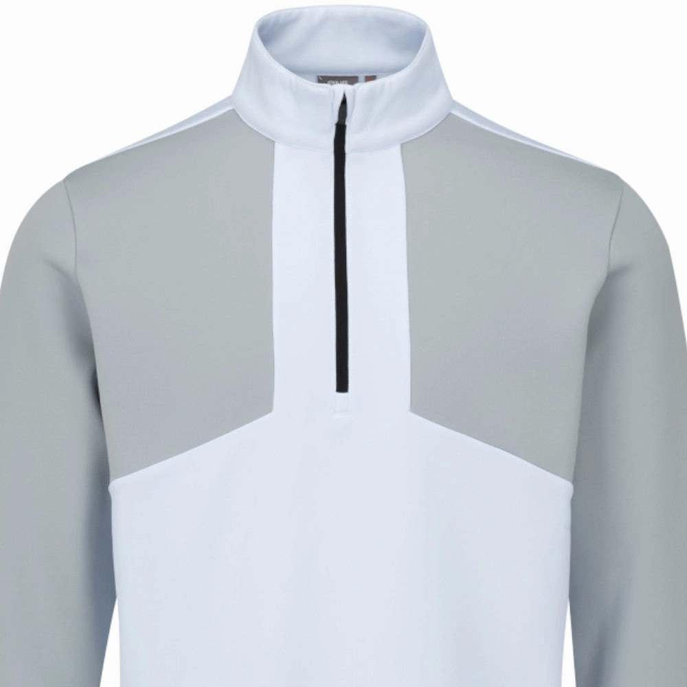 Casual Fashion Cold Day Wear Ping Keon 1/2 Zip Pullover - White/Pearl Grey