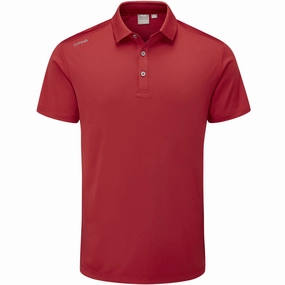 Ping Lindum Polo Shirt - Rich Red Anti Perspiration Lining
