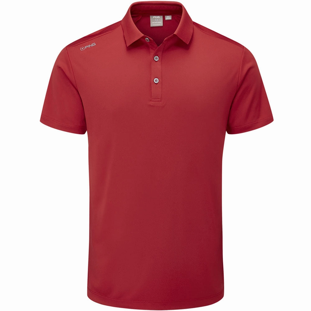 Ping Lindum Polo Shirt - Rich Red Anti Perspiration Lining