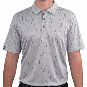 Flexible Collar Ping Linear Jacquard Polo Shirt - Silver