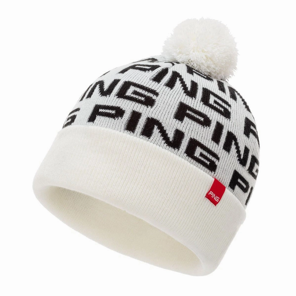 Playful touch Casual Daywear Ping Logo Bobble Hat - White/Black