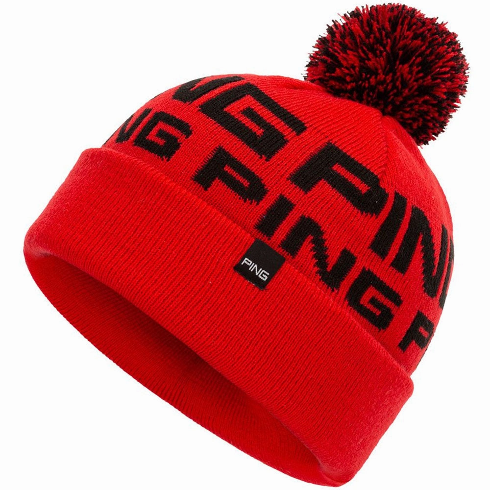 Festival Ready Ping Logo II Bobble Hat - Lava/Black