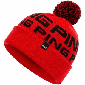 Festival Ready Ping Logo II Bobble Hat - Lava/Black