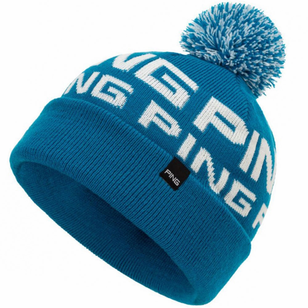 Ping Logo II Bobble Hat - Ocean/White Breathable Material
