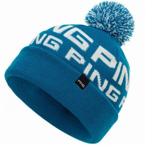 Ping Logo II Bobble Hat - Ocean/White Breathable Material