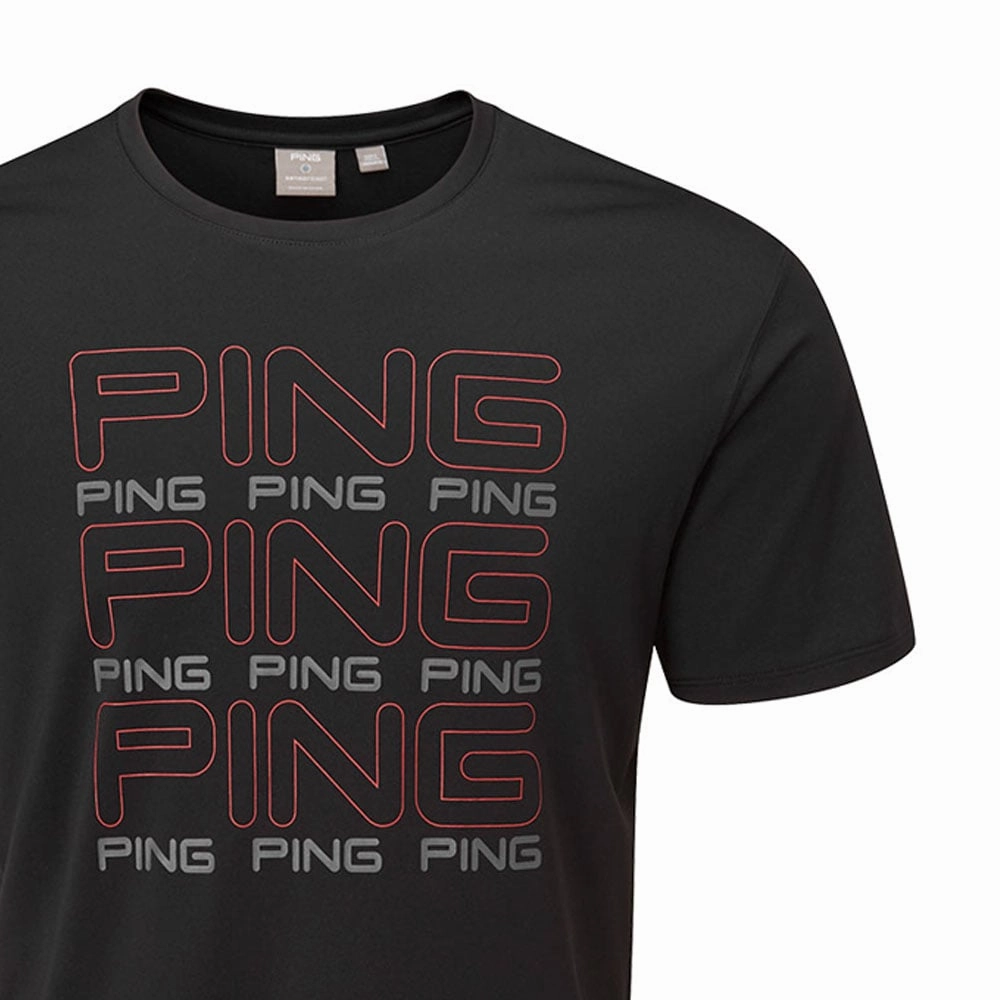Ping Logo Tee Polo Shirt - Black Trendy Tops No Shrink Fabric