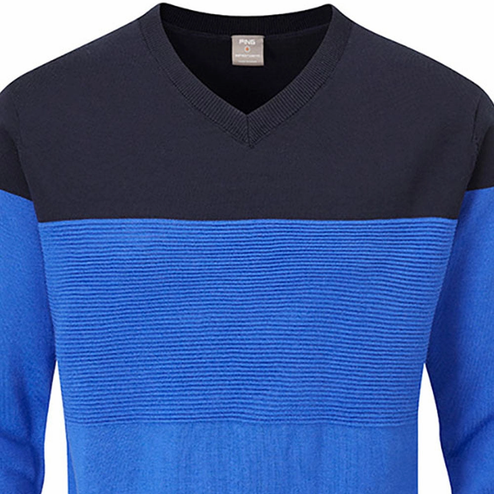 Ping Lucas V-Neck Sweater - Delph Blue/Navy Petite Cut Versatile Jacket