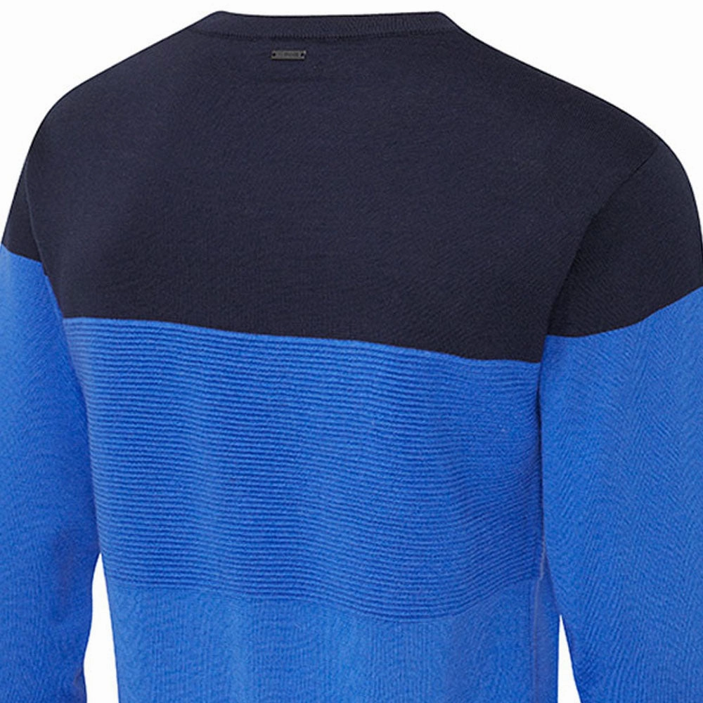 Ping Lucas V-Neck Sweater - Delph Blue/Navy brooch accents Mesh Lining