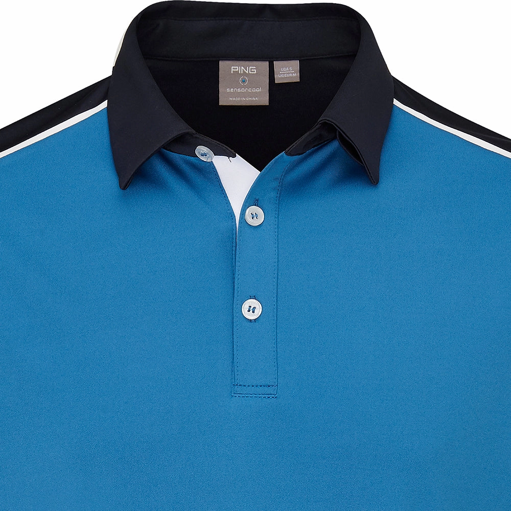 Organic Cotton Ping Mack SensorCool Polo Shirt - Danube/Navy