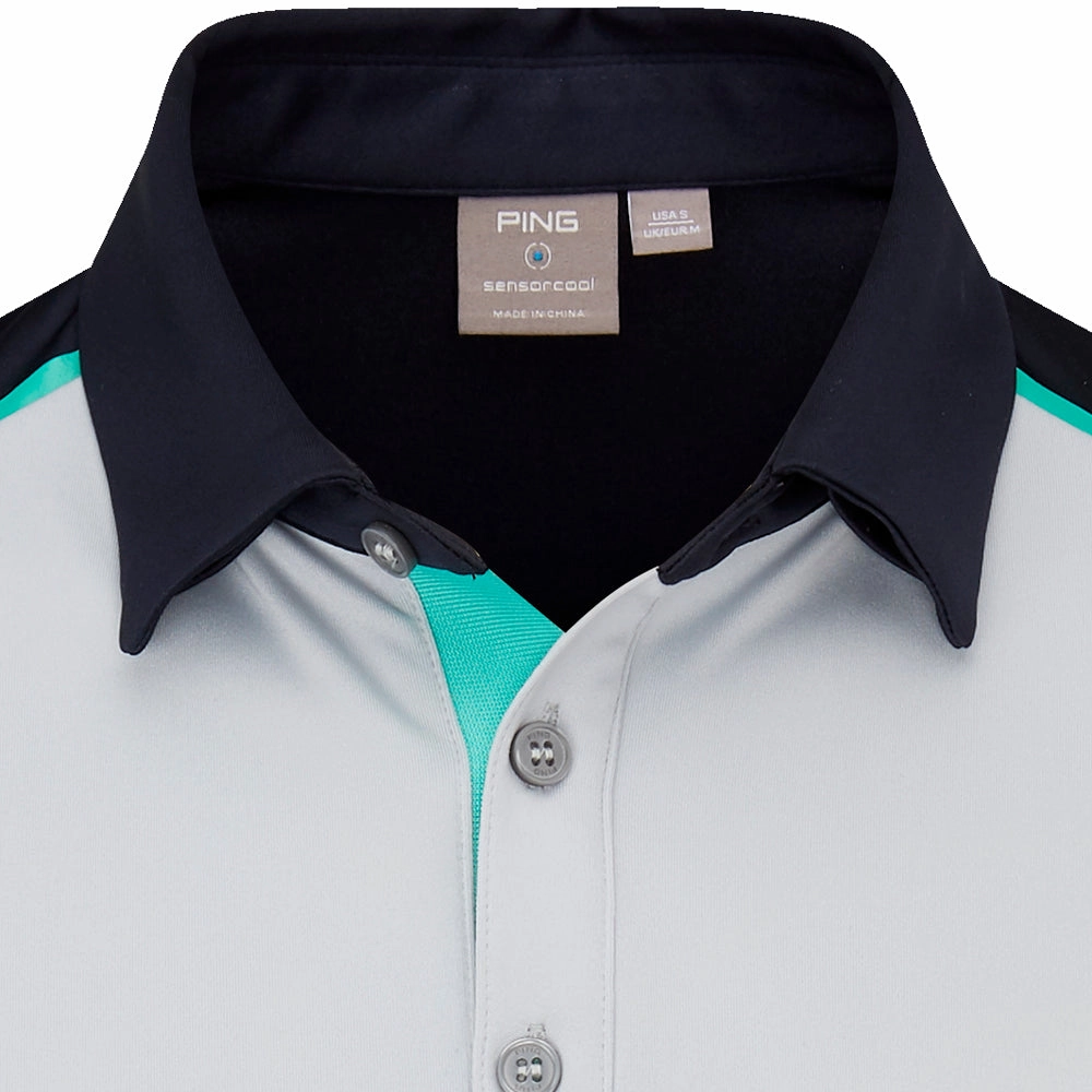 Ping Mack SensorCool Polo Shirt - Pearl Grey/Navy Active Outfit EasyCare Fabric