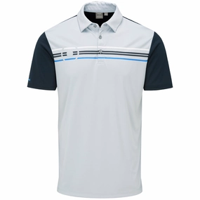 Ping Morten SensorCool Polo Shirt - Pearl Grey/Navy Timeless Appeal Moisture Wicking Technology