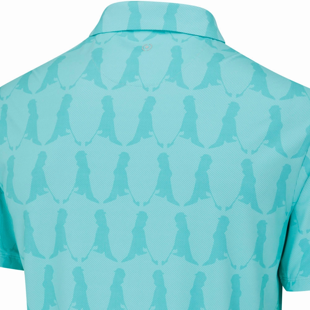 Boat Neck GarmentDyedTexture Ping Mr. Ping Printed Polo Shirt - Aruba Blue Multi