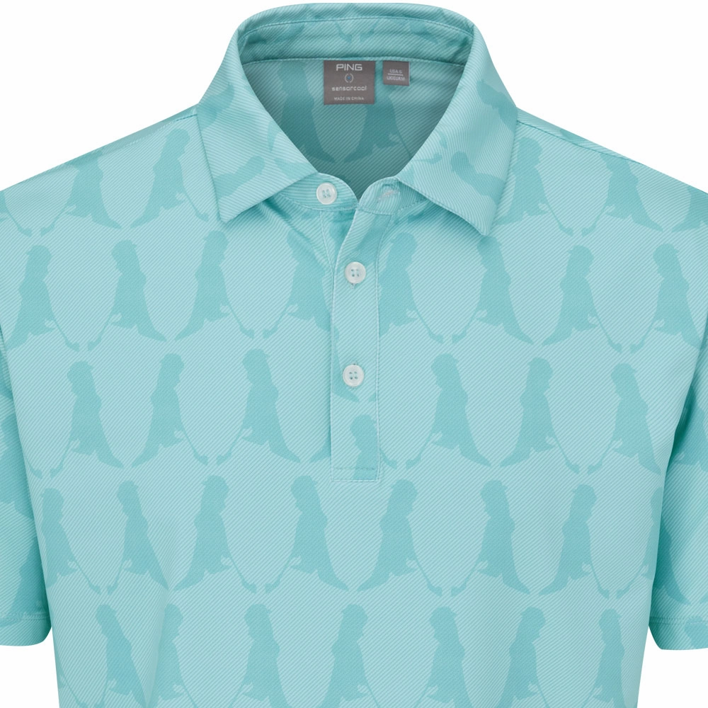 Thermal Regulating Layer Ping Mr. Ping Printed Polo Shirt - Aruba Blue Multi