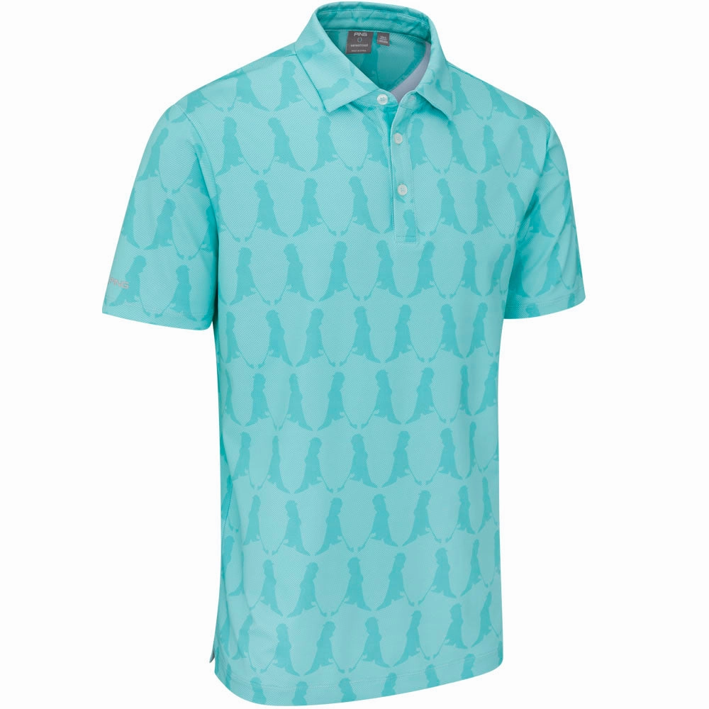 Ping Mr. Ping Printed Polo Shirt - Aruba Blue Multi Scoop neck femininity