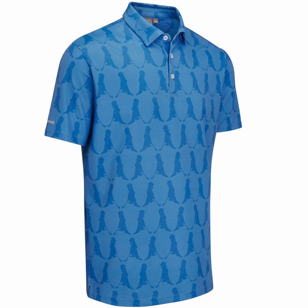 V neck MultipurposeUse Ping Mr. PING Printed Polo Shirt - Blue Multi