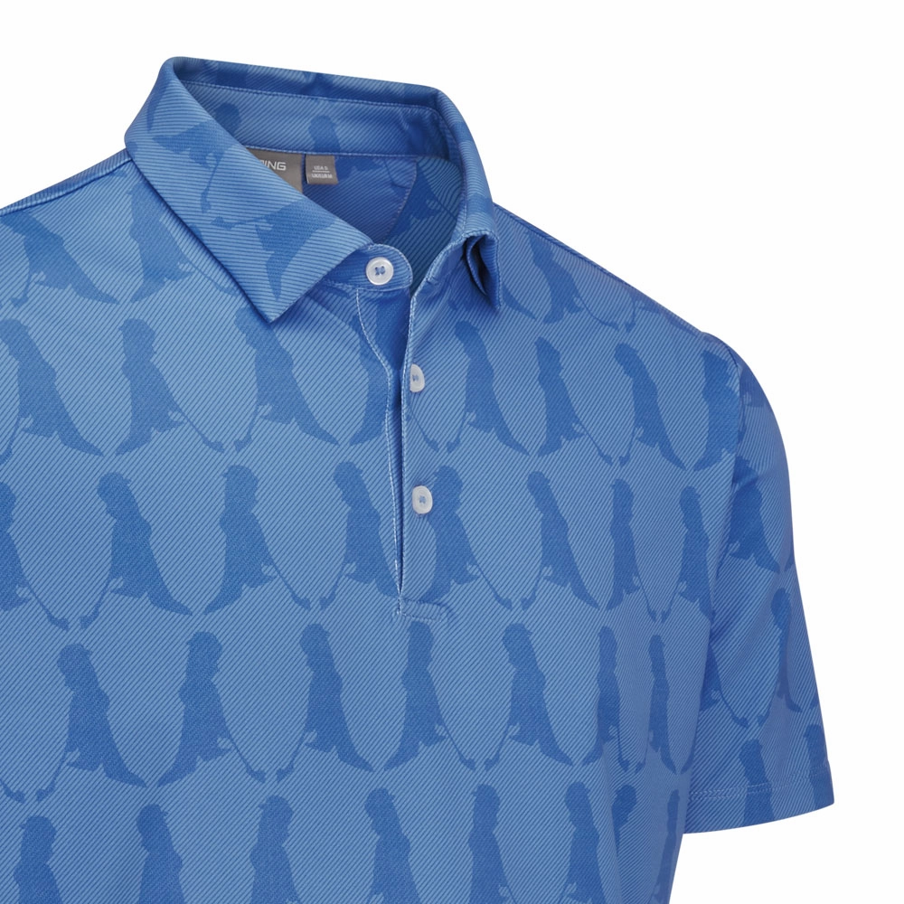 Structured silhouette Casual Comfort Layer Ping Mr. PING Printed Polo Shirt - Blue Multi