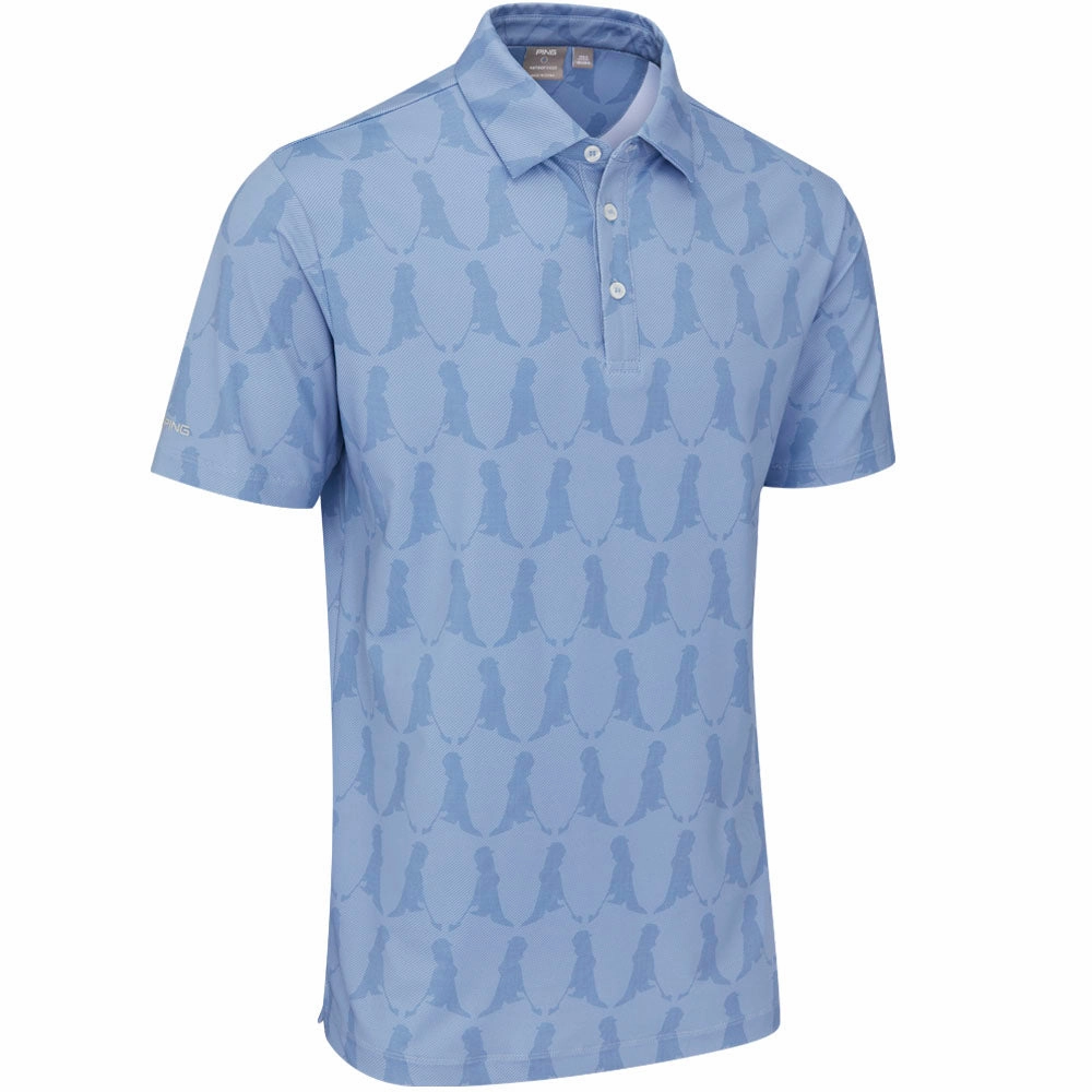 Urban Fashion Look Casual and Soft Ping Mr. Ping Printed Polo Shirt - Coronet Blue Multi