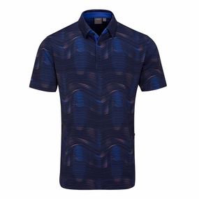 WrinkleResistant Texture Ping Optic Groove Polo Shirt - Navy Multi