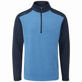 hat accents Contrast Stitching Ping Ramsey 1/2 Zip Pullover - Tidal Blue/Navy