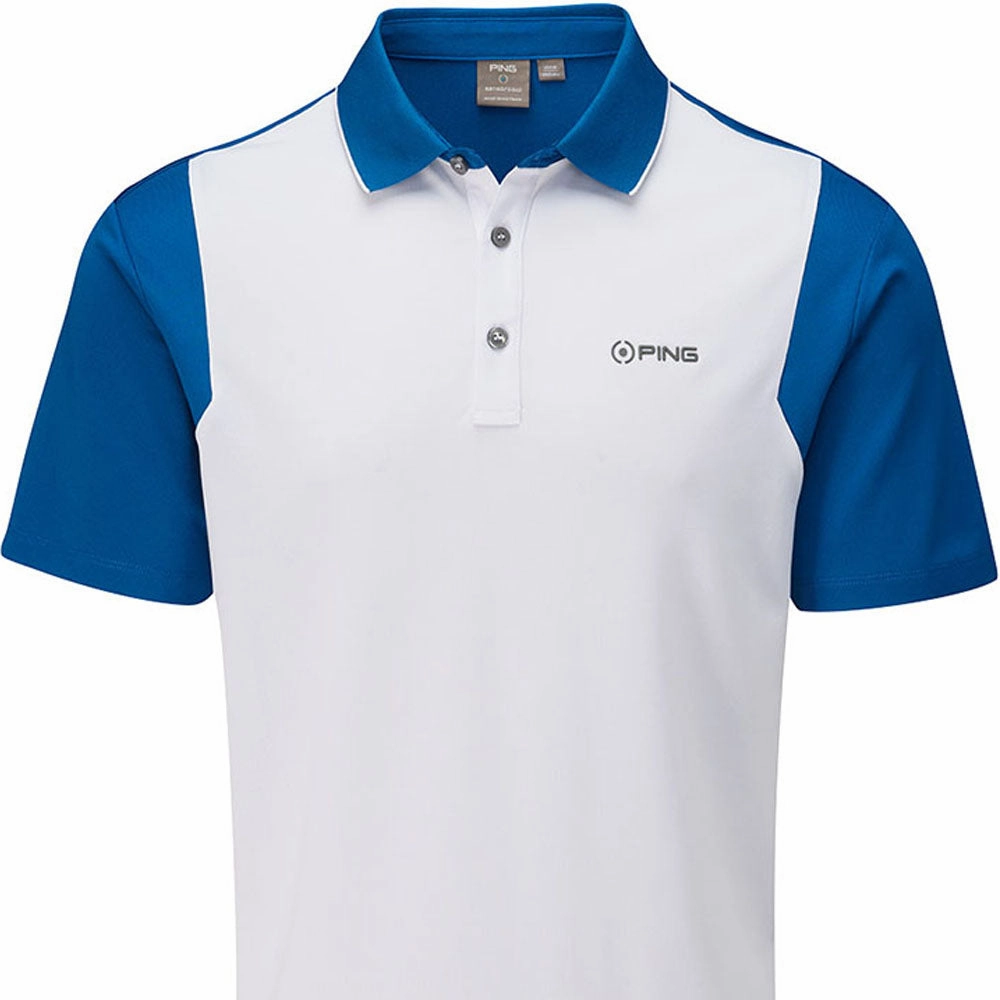 Ping Vista Polo Shirt - White/Snorkle Blue SoftTouchFinish