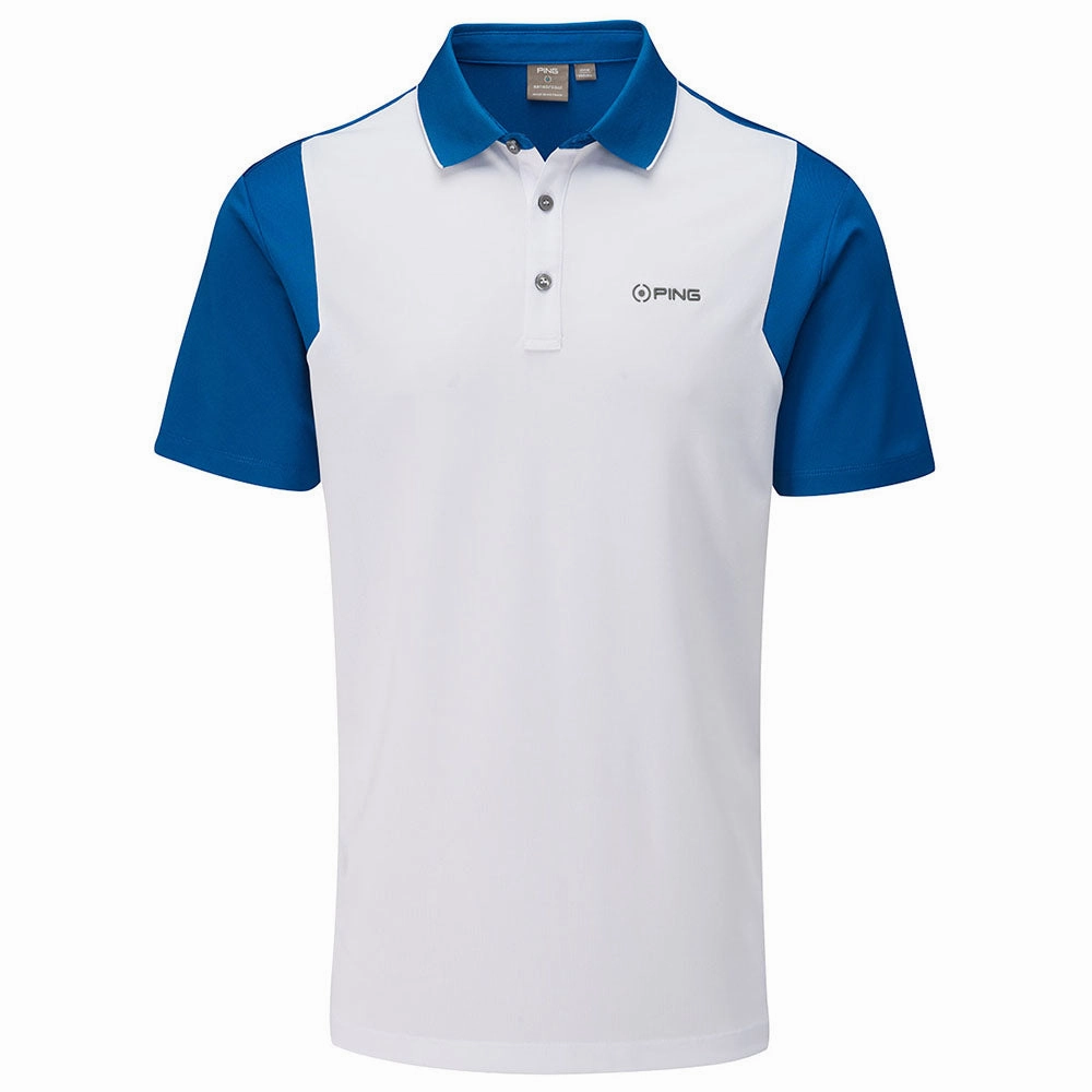 Ping Vista Polo Shirt - White/Snorkle Blue Sleeveless freedom Tight fit sexiness