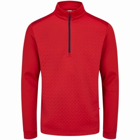Street Style Unique Ping Whister 1/2 Zip Pullover - Rich Red