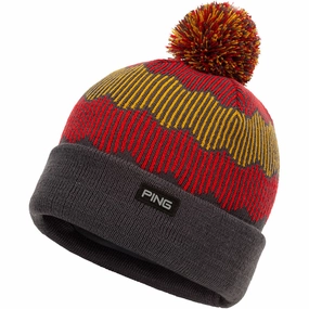 Relax Vibe Ping Ziggy Bobble Beanie - Grey/Red/Yellow