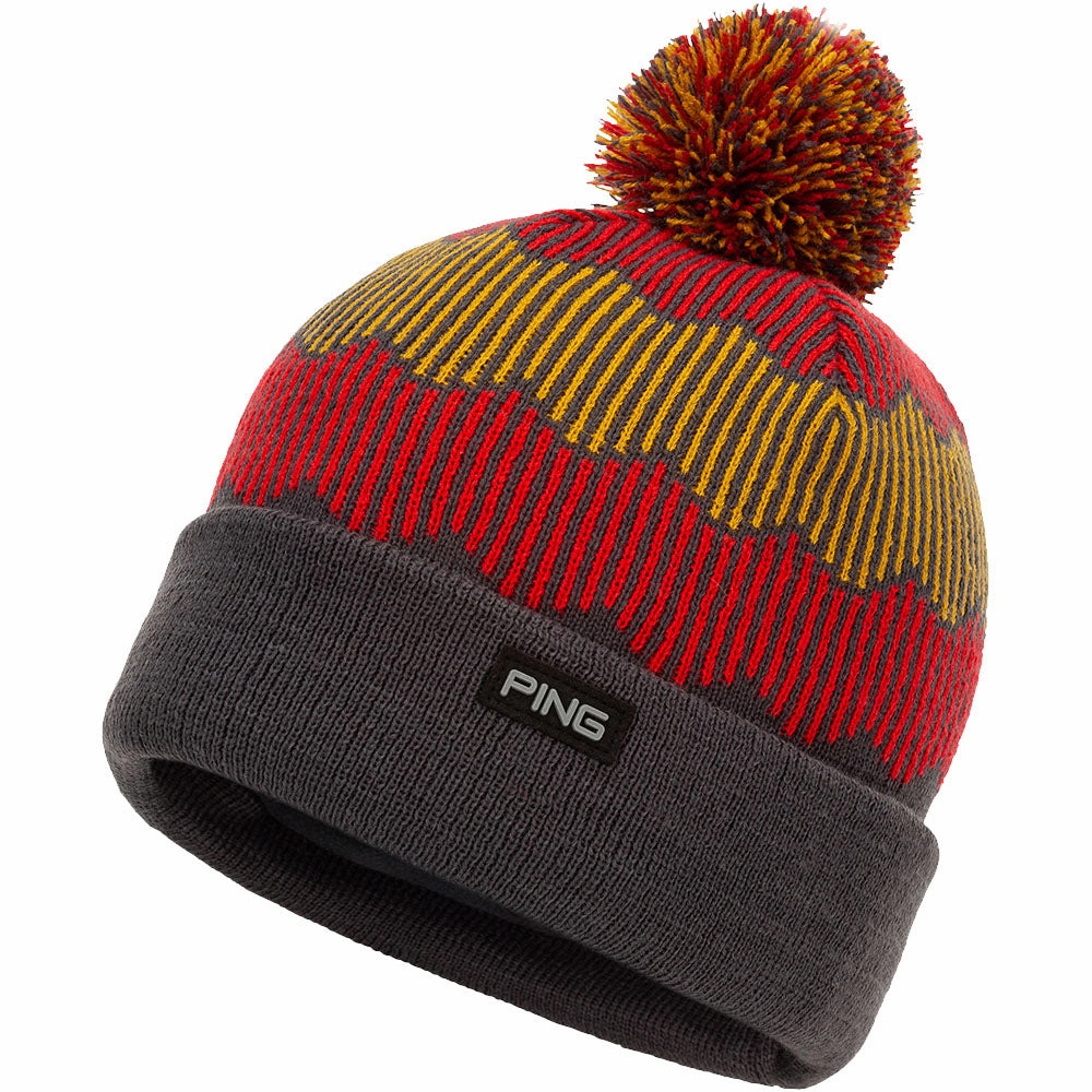 Relax Vibe Ping Ziggy Bobble Beanie - Grey/Red/Yellow