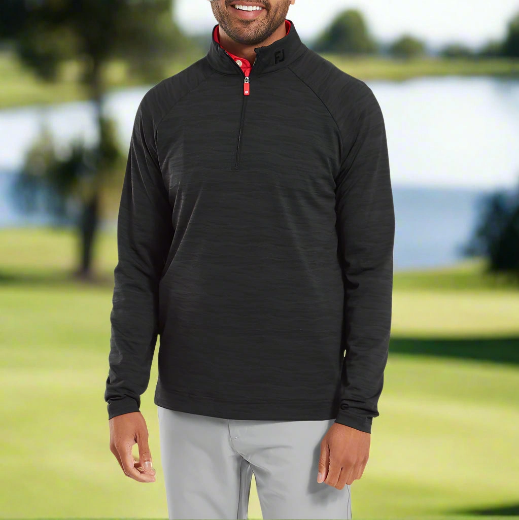 FootJoy Wave Jacquard Chill-Out Pullover - Black Running wear sporty wear