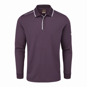 Oscar Jacobson Sheldon Long Sleeve Polo Shirt - Plum ComfortOptimizedConstruction Non-toxic