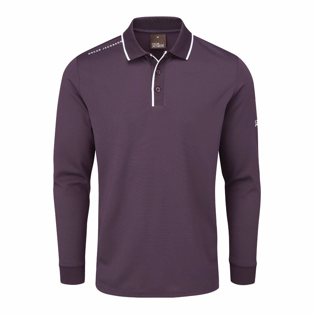 Oscar Jacobson Sheldon Long Sleeve Polo Shirt - Plum Comfortable Layer