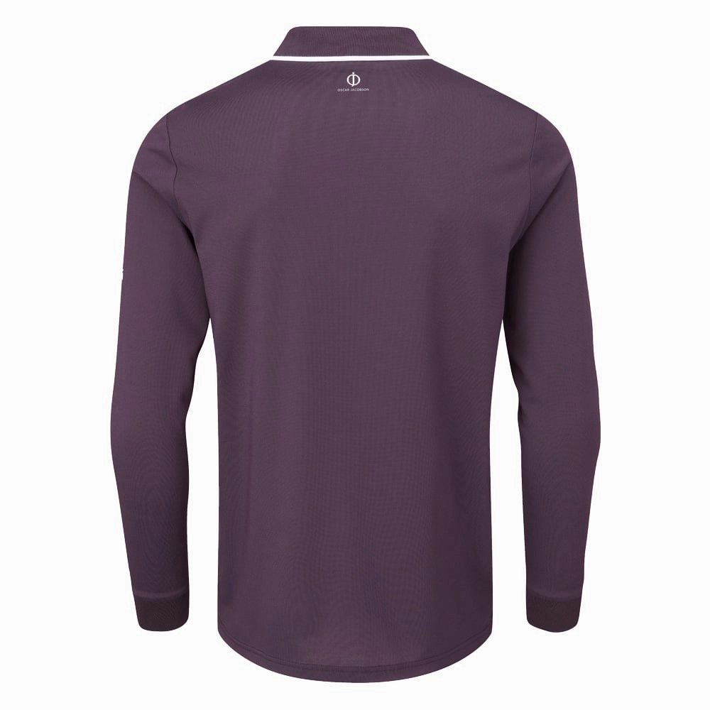 Oscar Jacobson Sheldon Long Sleeve Polo Shirt - Plum Cashmere combination