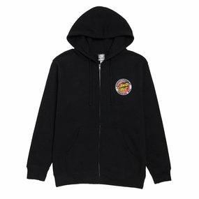 Santa Cruz Flamed MFG Dot Zip Up Hoodie - Black Double Layer Hood