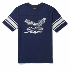 Easy Wear Option Self Fabric Tape Seager Riggins Crew T-Shirt - Navy