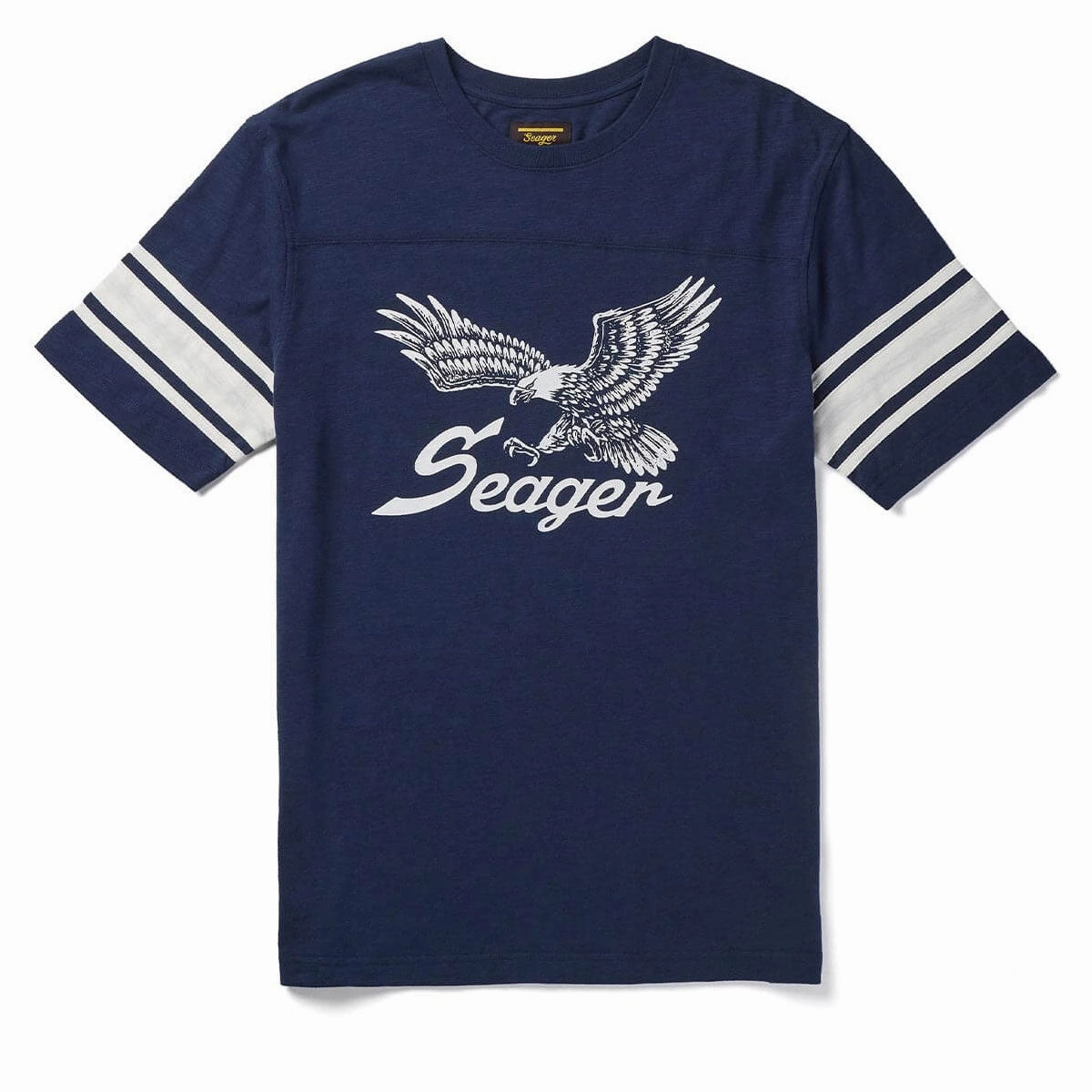 Easy Wear Option Self Fabric Tape Seager Riggins Crew T-Shirt - Navy